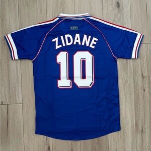Zidane #10 France Retro Blue 1998 Jersey Men Size Large Fit Size Medium